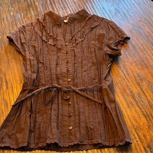 Kim Rogers Chocolate Brown Button-Up Blouse